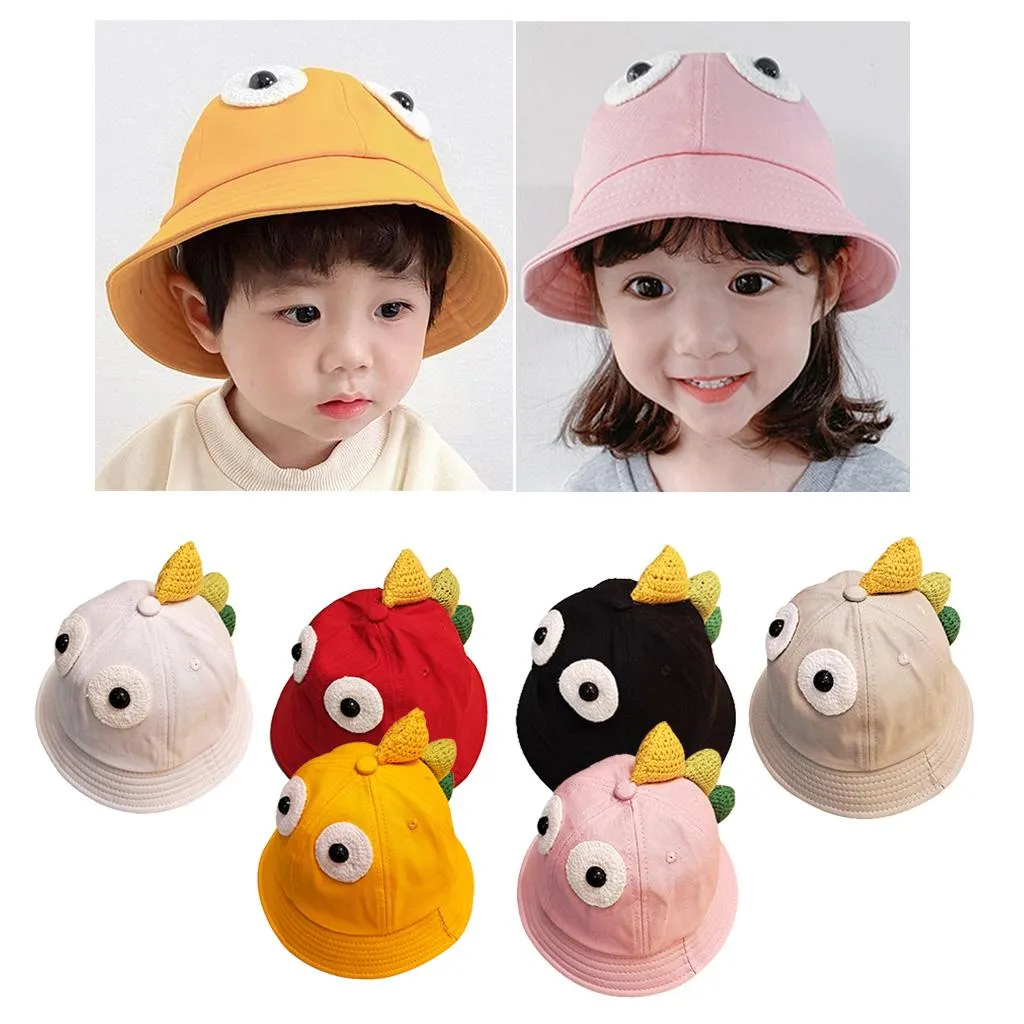 100% Cotton Summer Travel Bucket Beach Sun Hat for Kids Girls Boys Yellow