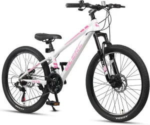 20 24 Inch Kids Bike, Kids Mountain Bike for Boys and Girls Ages 6-14, 21-Speed Skyline Bicycle with Front Suspension and Disc Brakes, Multiple Colors