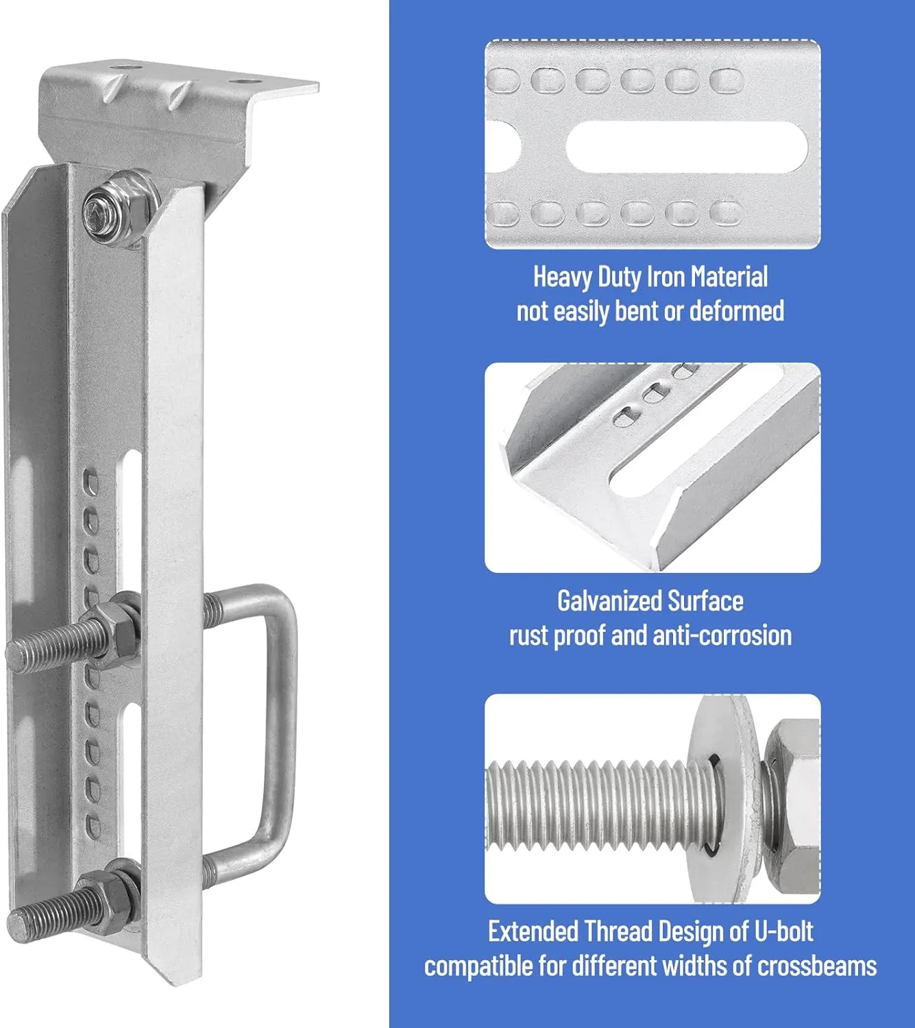 4 Pack 8"/10"/12" Boat Trailer Bunk Brackets for 1.5" x 3", 2" x 3", 3" x 3" Boat Trailer Crossmember