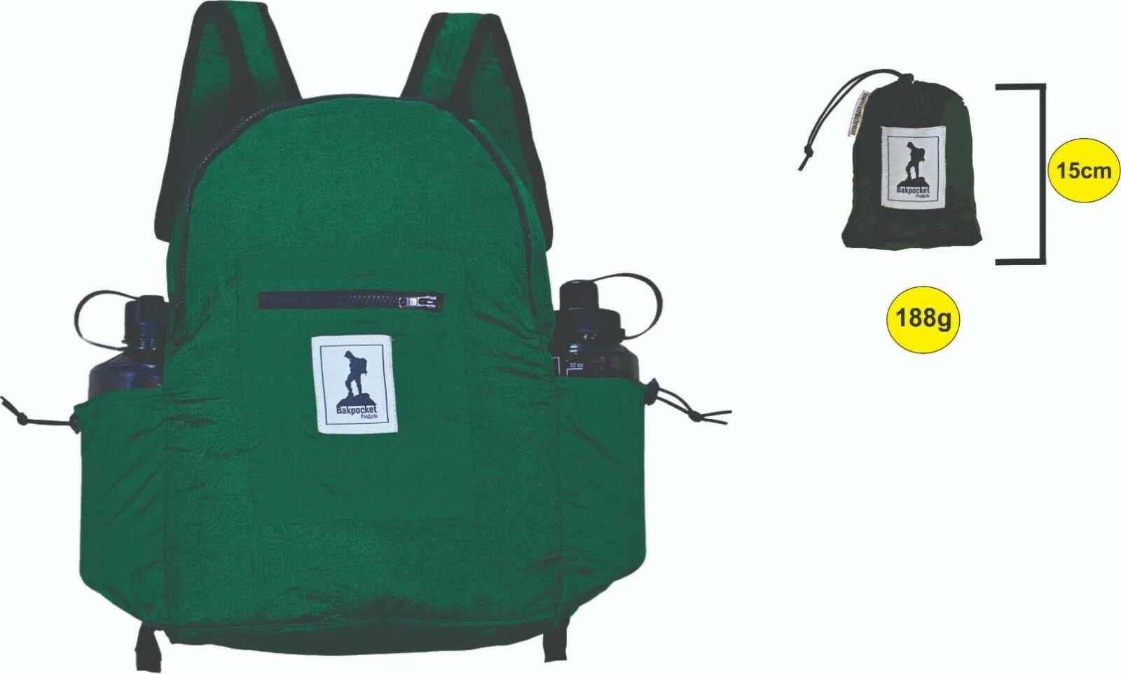 Back Pack Ultra Lite Compact Made from Parachute Material Dark Green