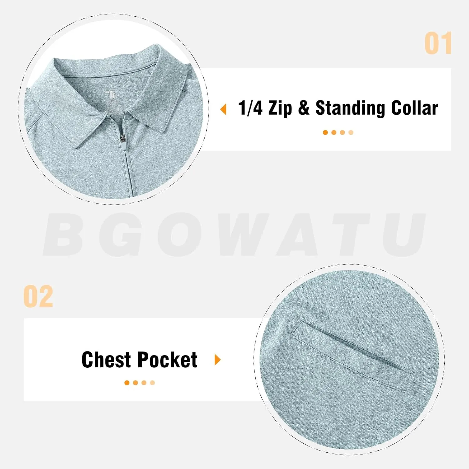 BGOWATU Women's Short Sleeve Golf Polo Shirts 1/4 Zip Tennis Tops Collared T-Shirts UV Protection Quick Dry