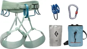 Black Diamond Womens Momentum Rock Climbing Harness - Complete ATC-XP Package, Desert Sage, Medium