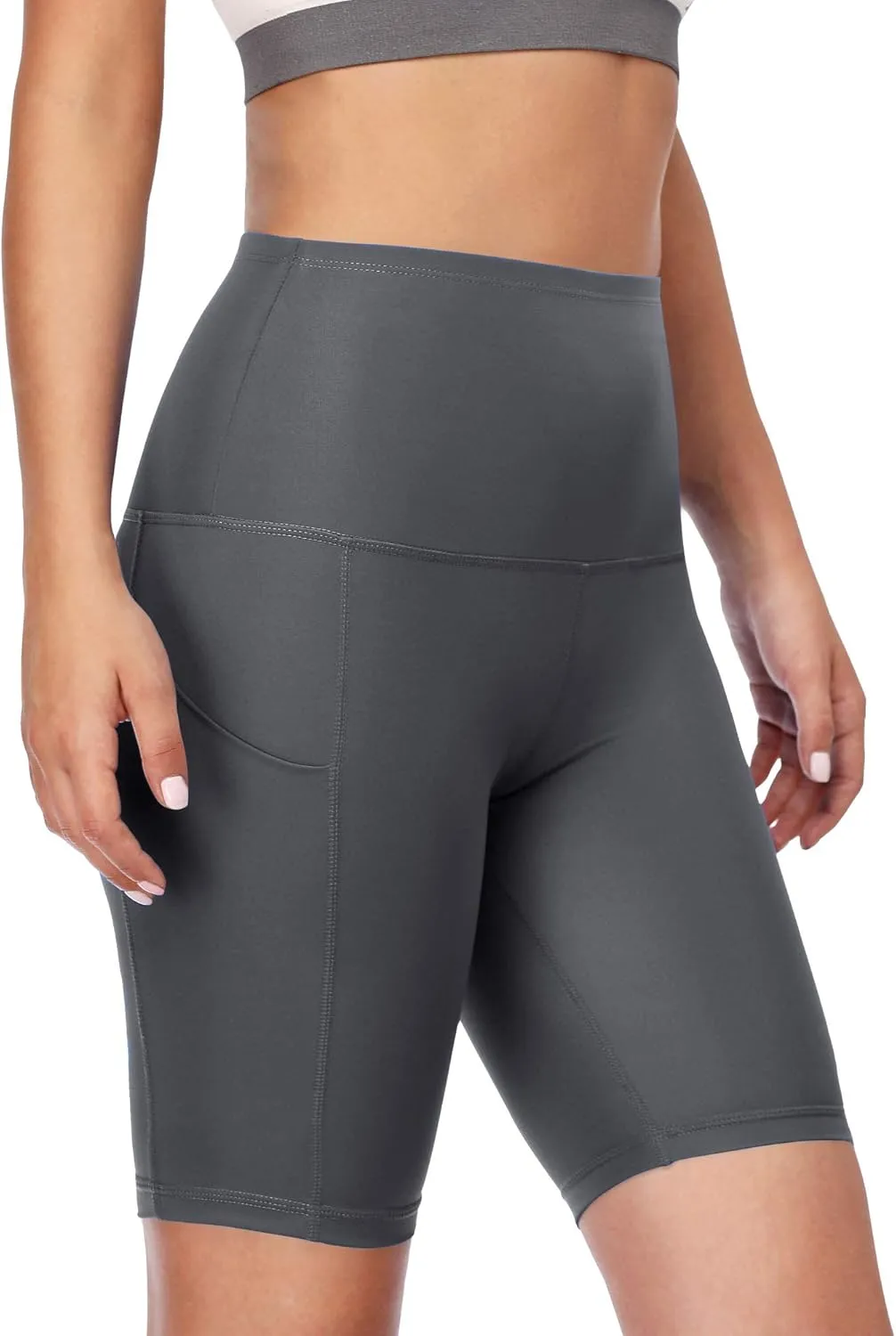CADMUS Women's High Waist Spandex Yoga Shorts for Bike Running Two Side Pockets