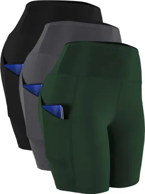 CADMUS Women's High Waist Spandex Yoga Shorts for Bike Running Two Side Pockets