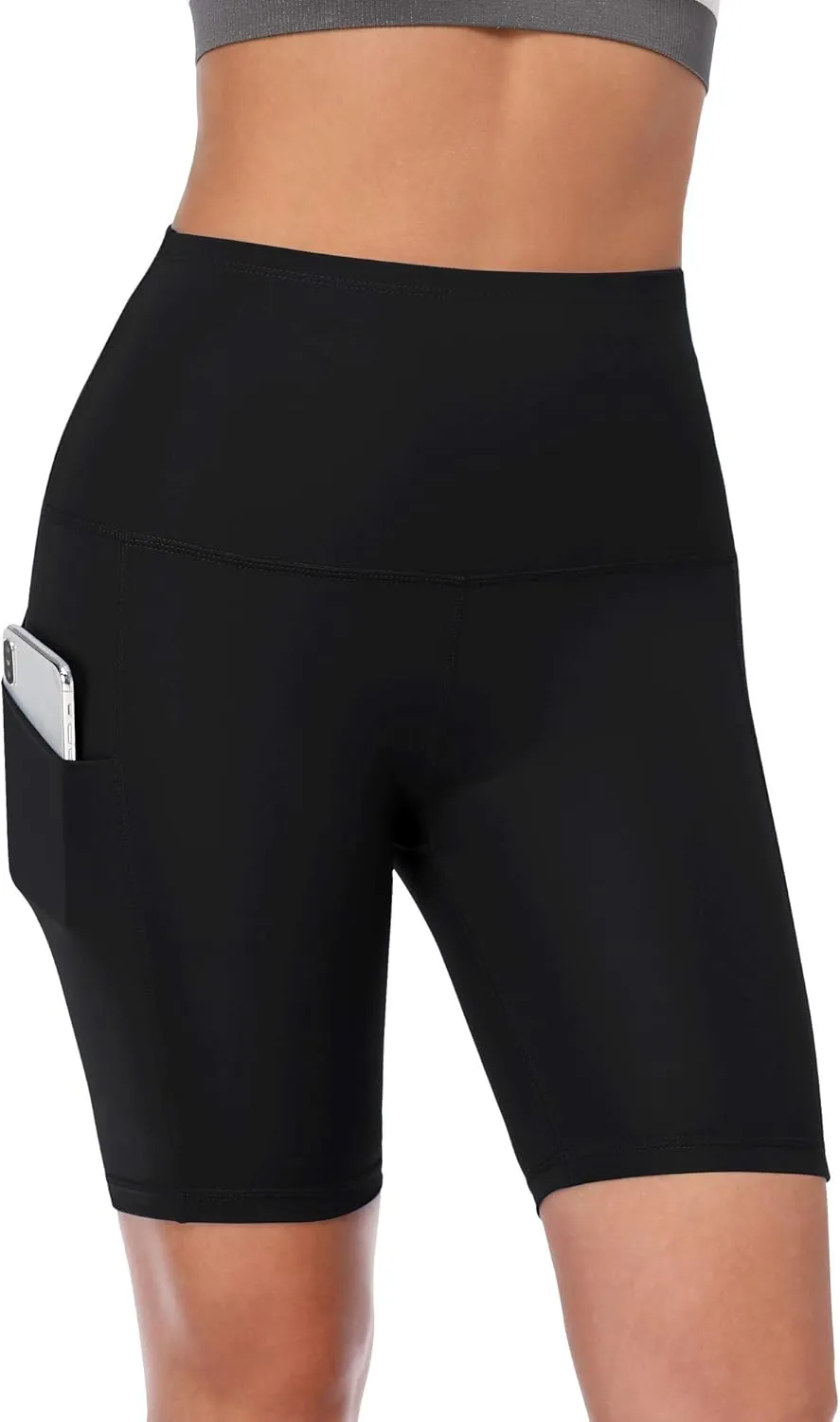 CADMUS Women's High Waist Spandex Yoga Shorts for Bike Running Two Side Pockets