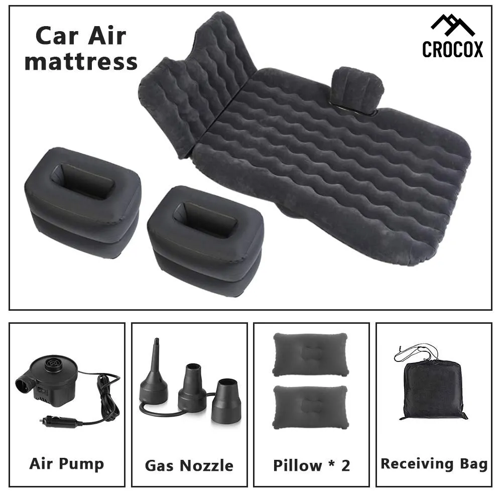 Crocox Car Inflatable Mattress Air Bed Back Seat Camping Travel Portable Cushion