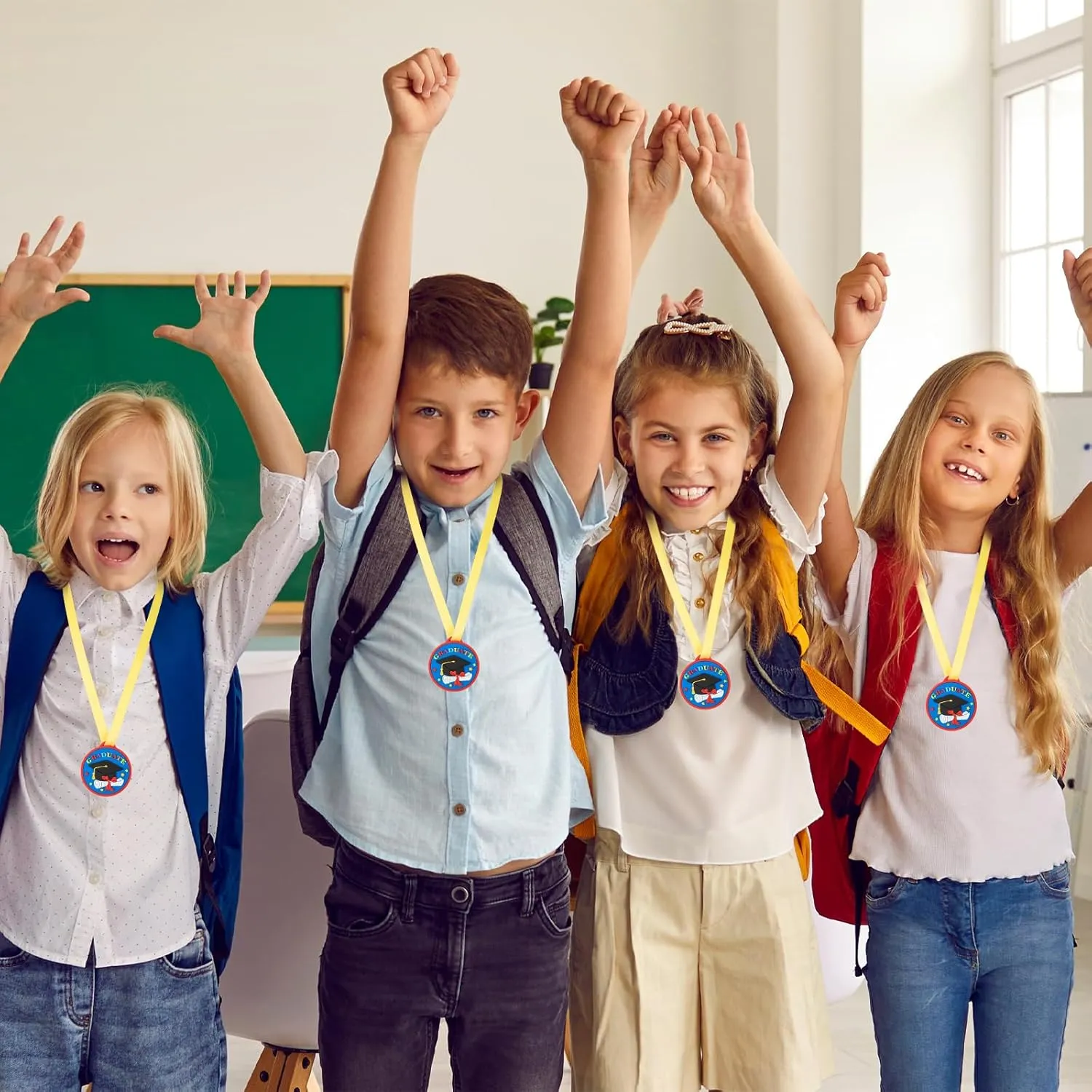 Graduation Medals for Kids, 2 Inch Silicone Award Medals Bulk with Lightweight Neck Ribbon, Cute Kindergarten Preschool Graduation Gifts, Grad Medal Party Favor Supplies