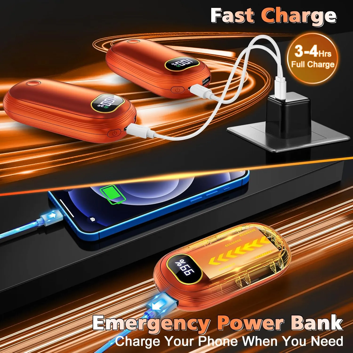 Hand Warmers Rechargeable - 14000mAh Electric Hand Warmers Rechargeable 2 Pack Heat Up to 131 with 18Hrs Warmth, Reusable Electronic Portable Pocket Heater for Women Man Golf Raynauds Camping
