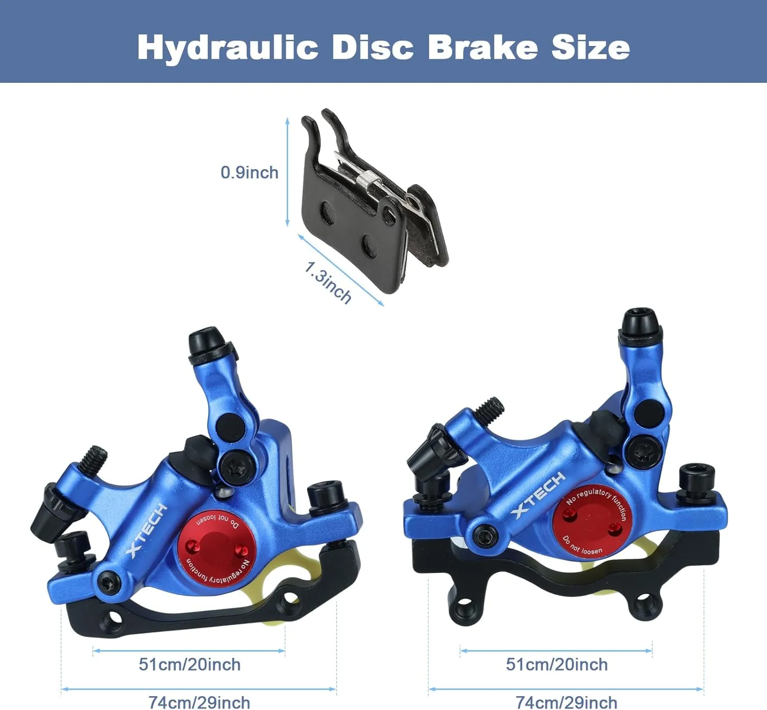HB-100 Line Pulling Hydraulic Disc Brake CalipersMechanical Disc Brakes for MTB, Mountain Bike, E-bike and Electric Bike 2PCS Front/Rear Black/Red/Gold (Blue)