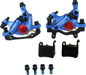HB-100 Line Pulling Hydraulic Disc Brake CalipersMechanical Disc Brakes for MTB, Mountain Bike, E-bike and Electric Bike 2PCS Front/Rear Black/Red/Gold (Blue)