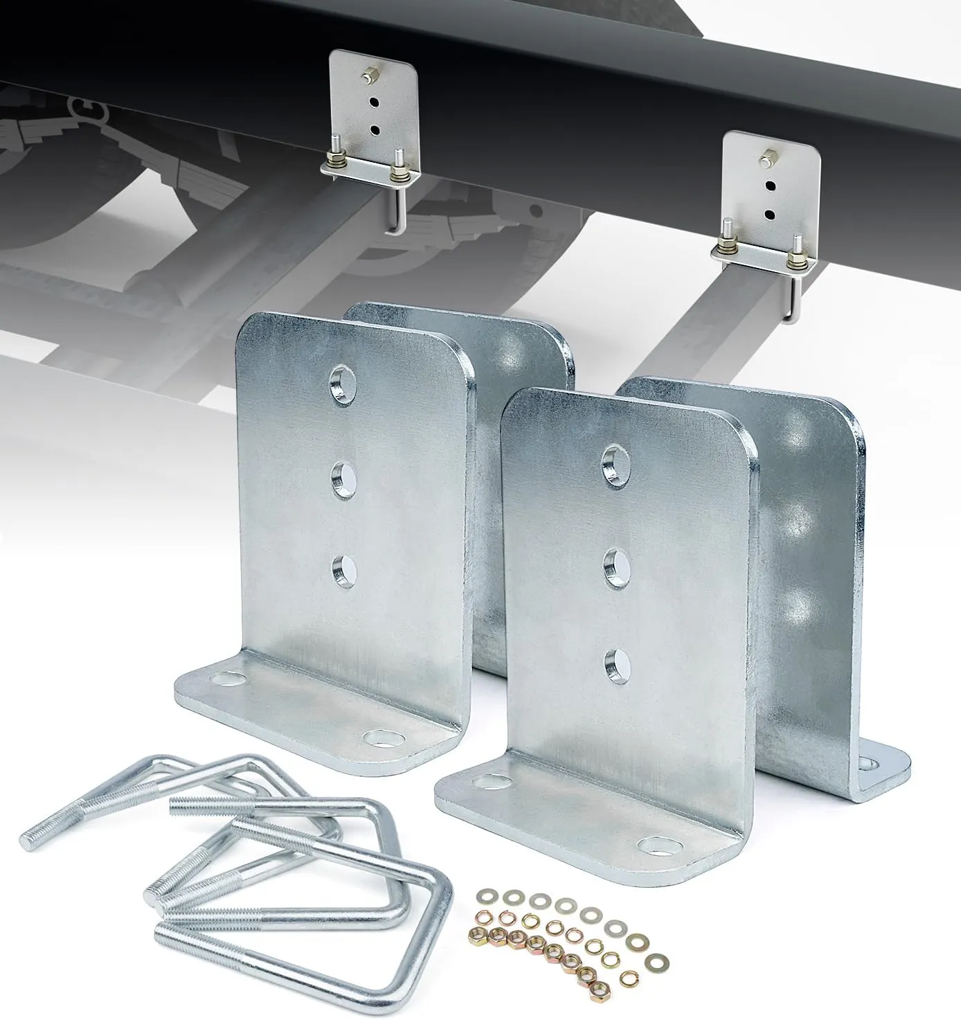 Heavy-Duty Steel 6" L-Type Boat Trailer Bunk Bracket Kit Fit for 3x3 Boat Trailer Crossmembers - 4 Pack