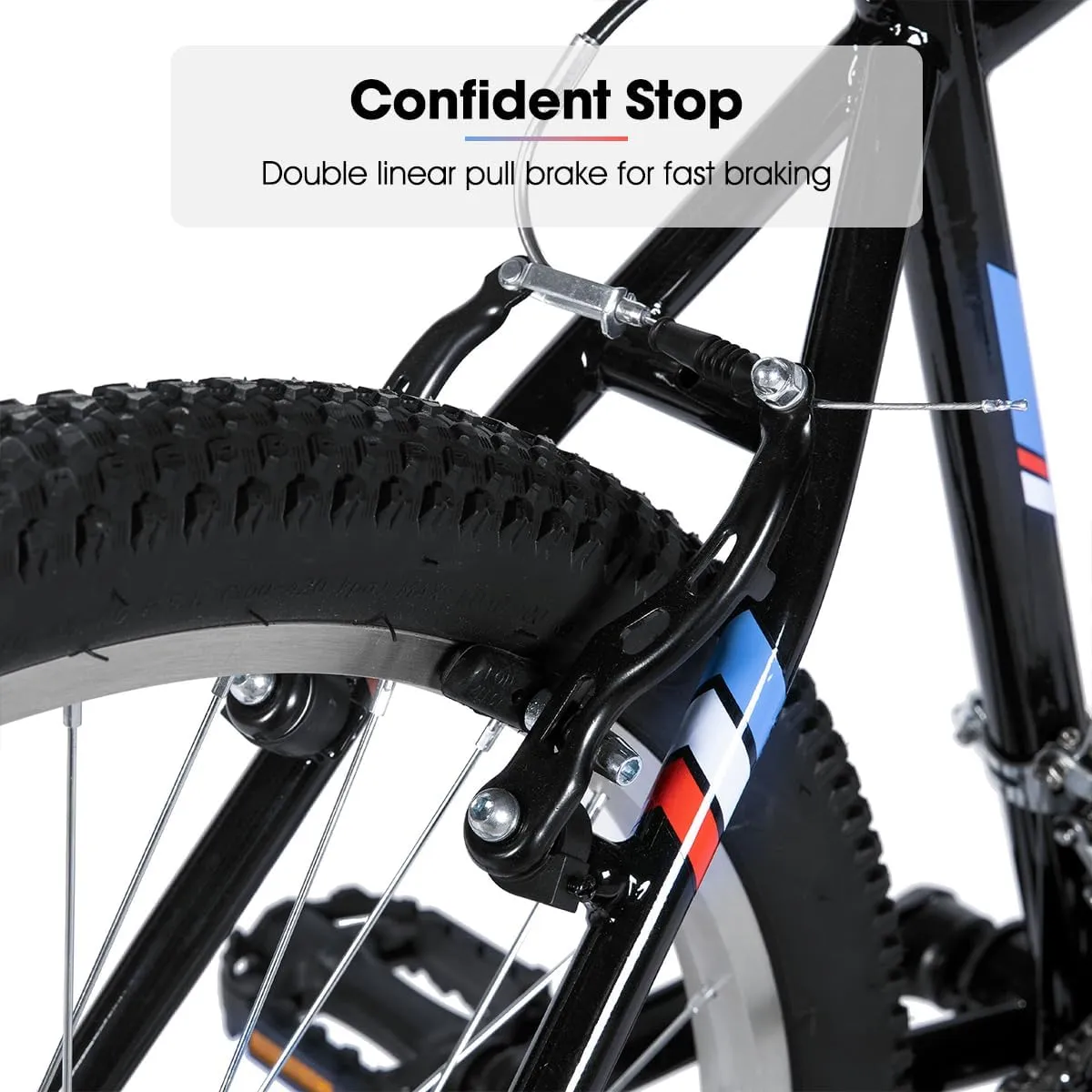 HILAND 24 26 inch Mountain Bike for Men Women, 18 Speeds High-Carbon Steel Frame, Sport Cycling MTB Bicycle for Adult
