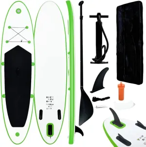 Inflatable Stand Up Paddle Board Set for Adventure and Relaxation, Robust Design and Easy Transport, Green and White