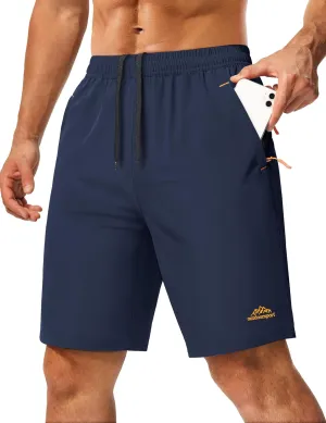 MAGCOMSEN Men's Hiking Shorts 9" Quick Dry Lightweight Running Shorts with Zipper Pockets for Workout Athletic Sport