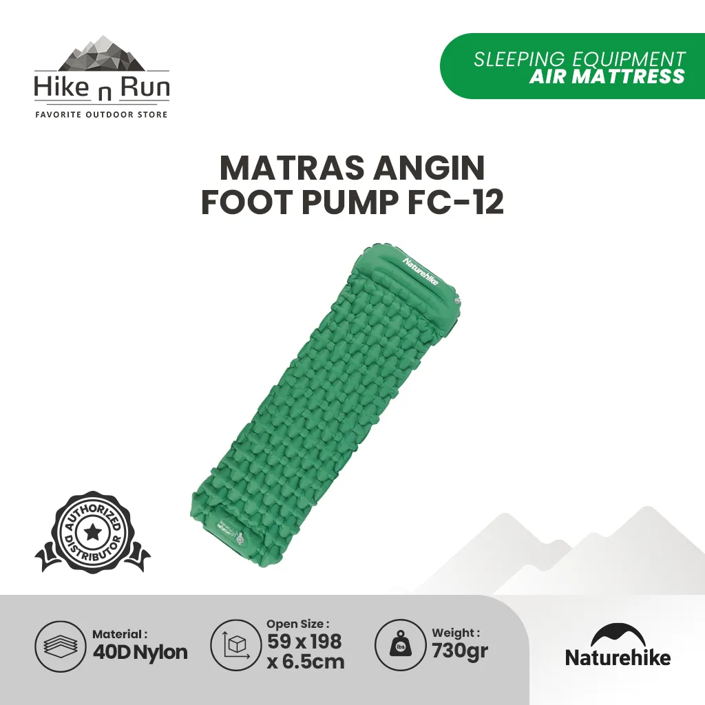 Matras Angin Sleeping Pad Foot Pump FC-12 Naturehike CNK2300DZ0001 Inflatable Camping