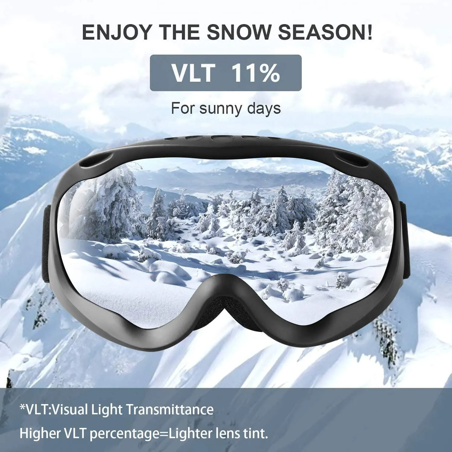 MIABOO OTG Ski Goggles - Over Glasses Ski/Snowboard Goggles for Men, Women & Youth Snowmobile Skiing Skating - 100% UV400 Protection
