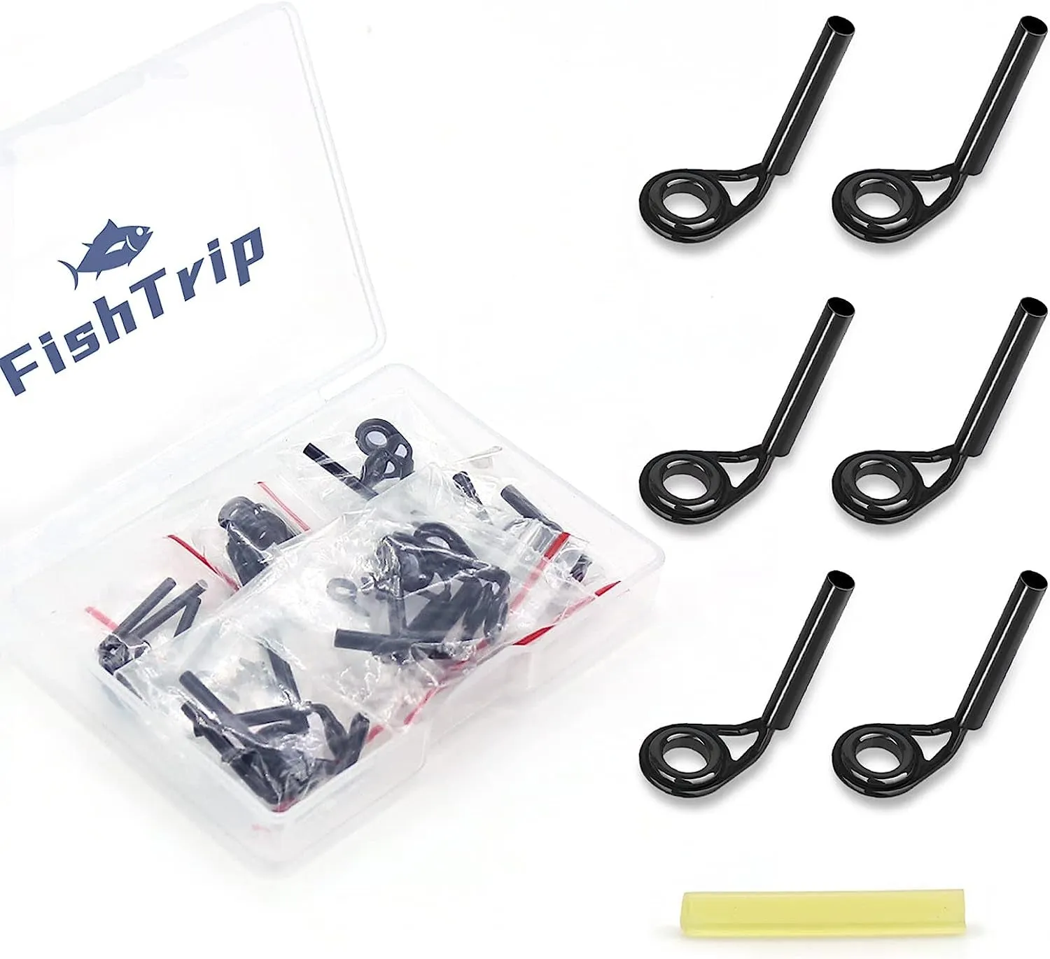 Micro Rod Tips Repair Kit - 30Pcs Baitcasting Rods Fishing Rod Tip Guides Replacement Kit Ceramic Micro Eyes Rings Saltwater Freshwater