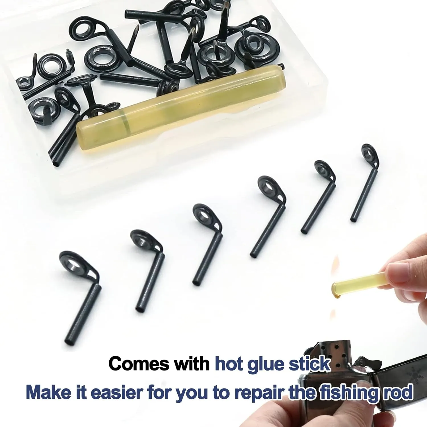 Micro Rod Tips Repair Kit - 30Pcs Baitcasting Rods Fishing Rod Tip Guides Replacement Kit Ceramic Micro Eyes Rings Saltwater Freshwater