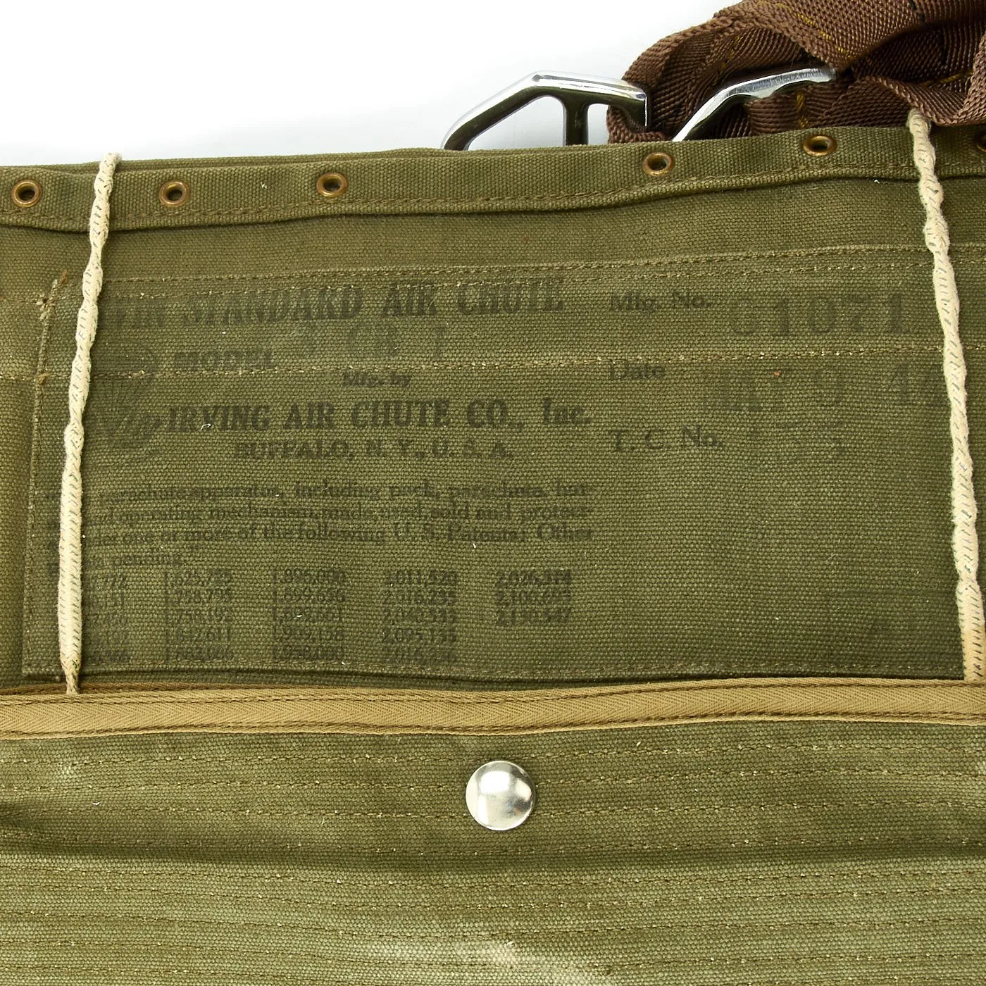 Original U.S. WWII Irvin Standard Air Chute Parachute and Harness - Dated 1944