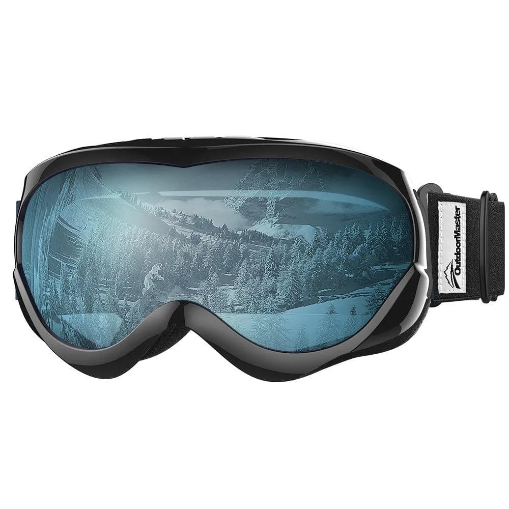 OutdoorMaster Kids Ski Goggles - Helmet Compatible Snow Goggles for Boys & Girls with 100% UV Protection (Black Frame   VLT 60% Light Blue Lens)