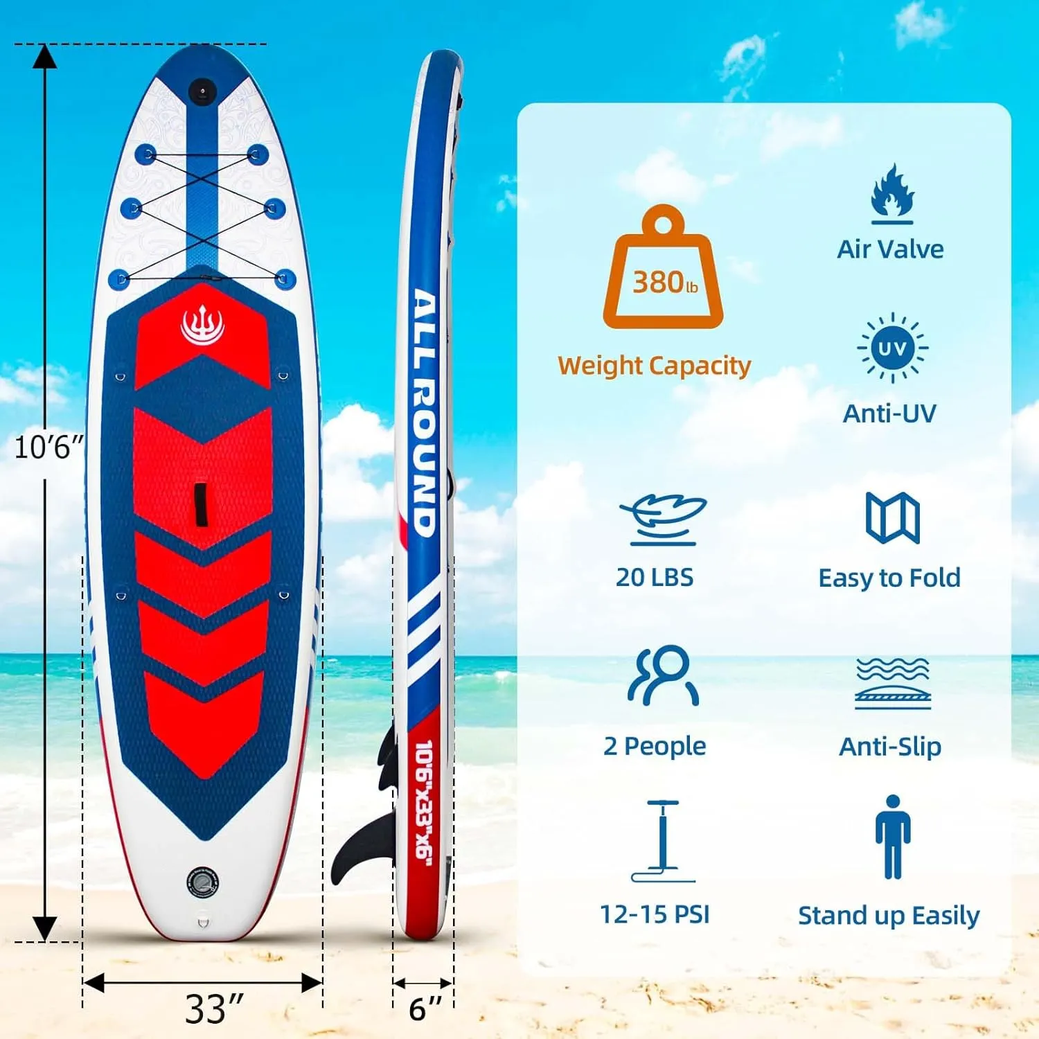 Paddle Board, Outdoor Inflatable Stand-Up Paddle Board, Lightweight & Stable with Non-Slip Design, with Complete Accessories, Enjoyable Water Paddle Board for Adults & Youth