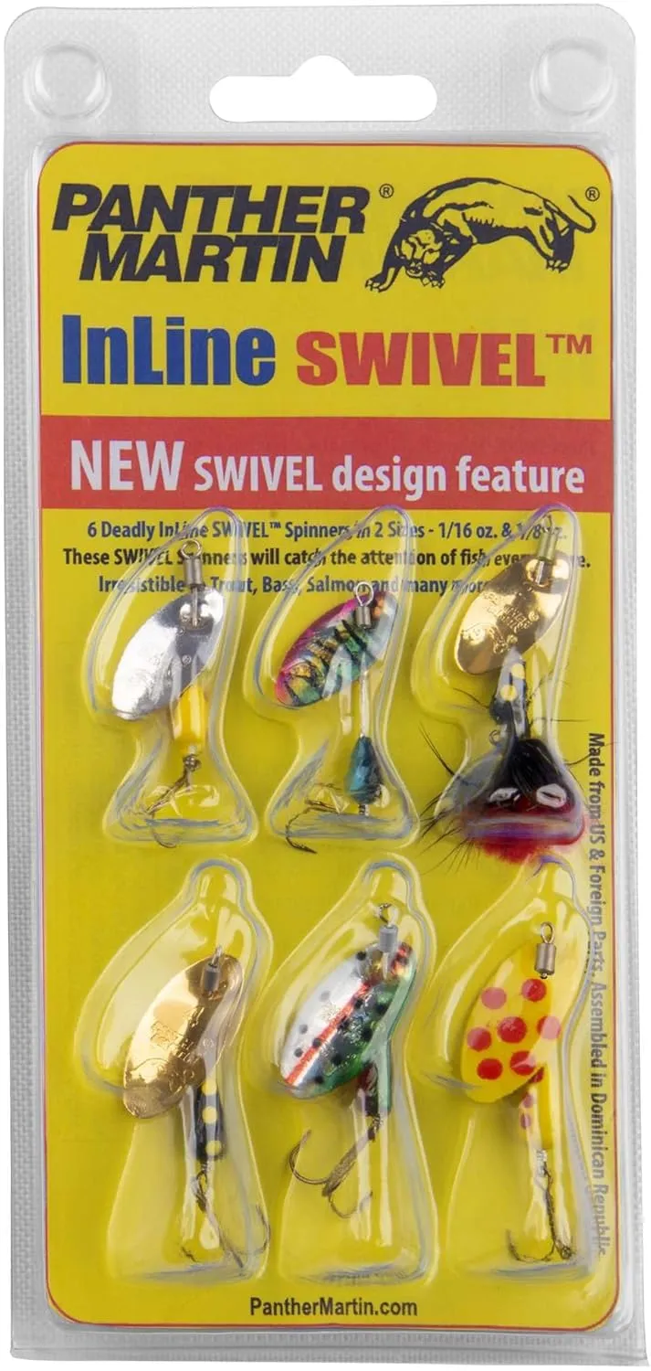 Panther Martin Fishing Lures 6-Pack All Time Greatest Fish Catcher World Famous Spinning Lures in Value Kit Spinners for Trout, Salmon, Panfish, Bass, Crappie & Perch.