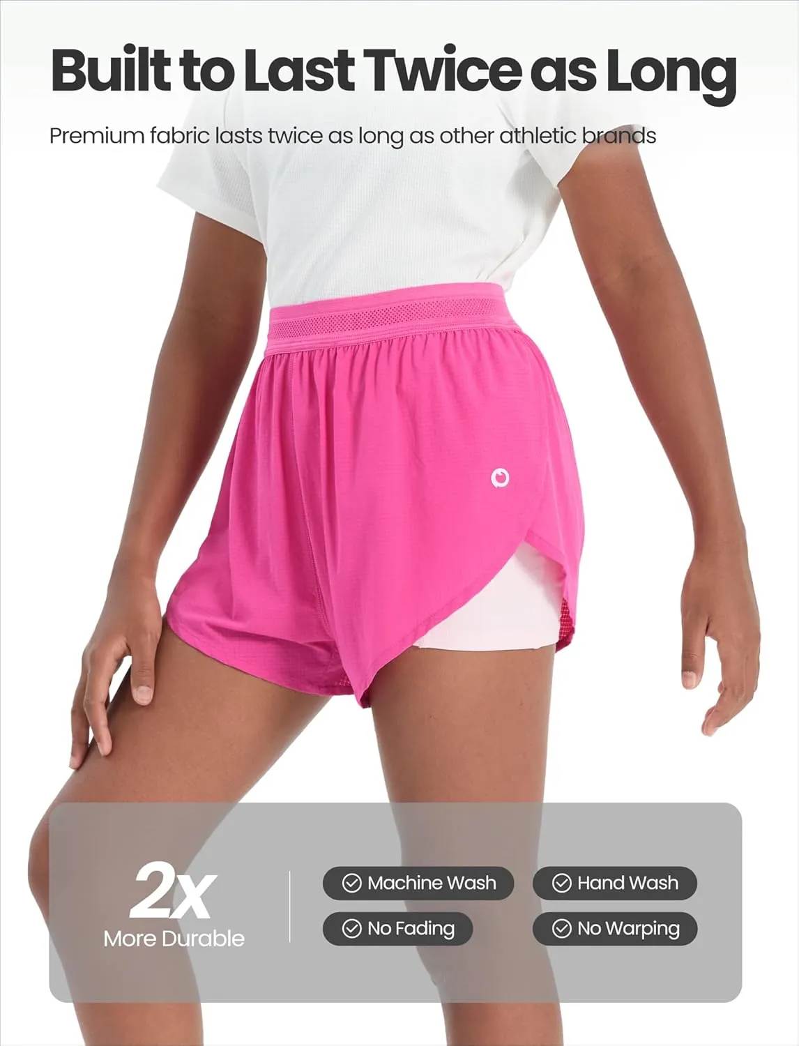 PATPAT Girls 2-in-1 Shorts, Ultra-Light Quick-Dry Active Shorts with Bamboo Viscose Liner for Kids Soccer Dance Biker Sports