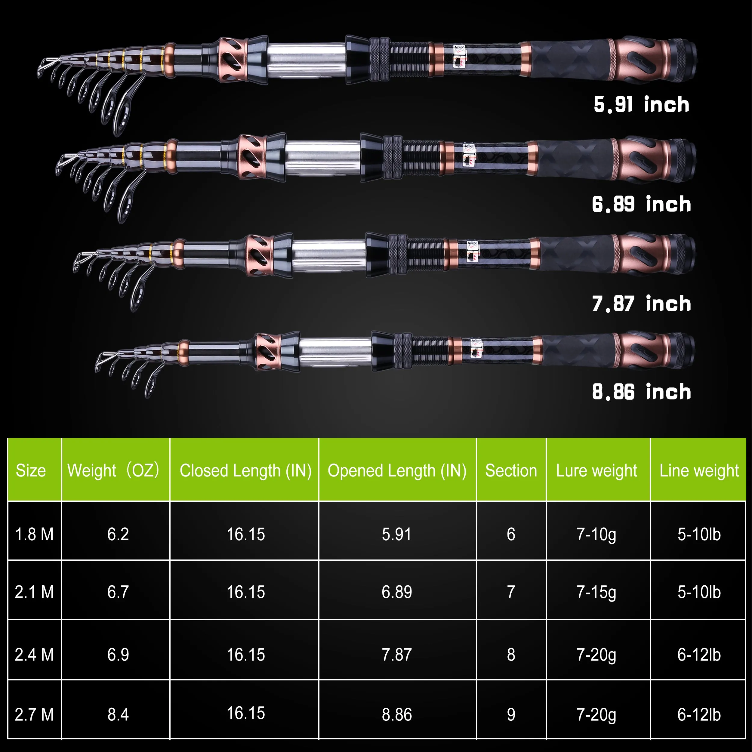 PLUSINNO Eagle Hunting  IV Telescopic Fishing Rods