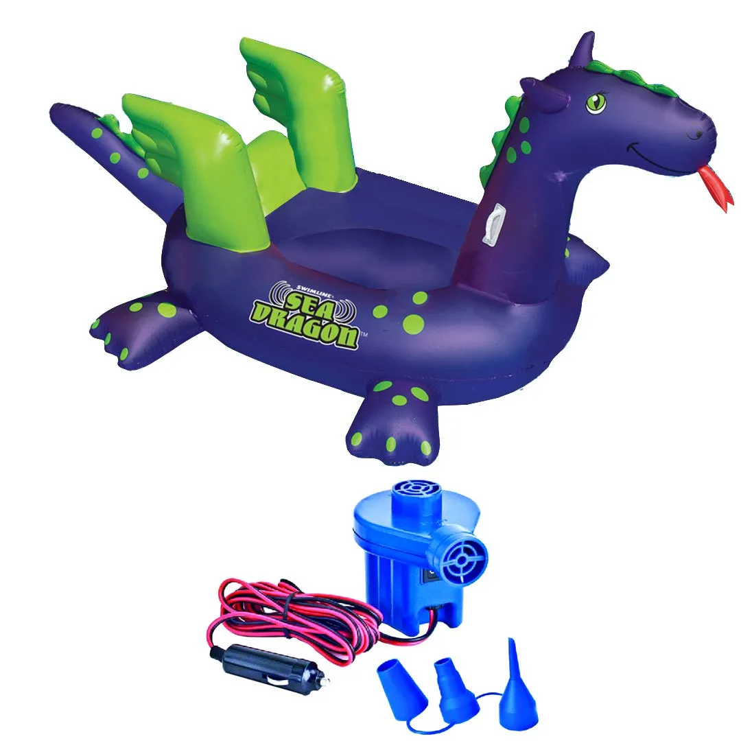 Pool Kids Giant Sea Dragon Inflatable Float Toy w/ 12V Air Pump