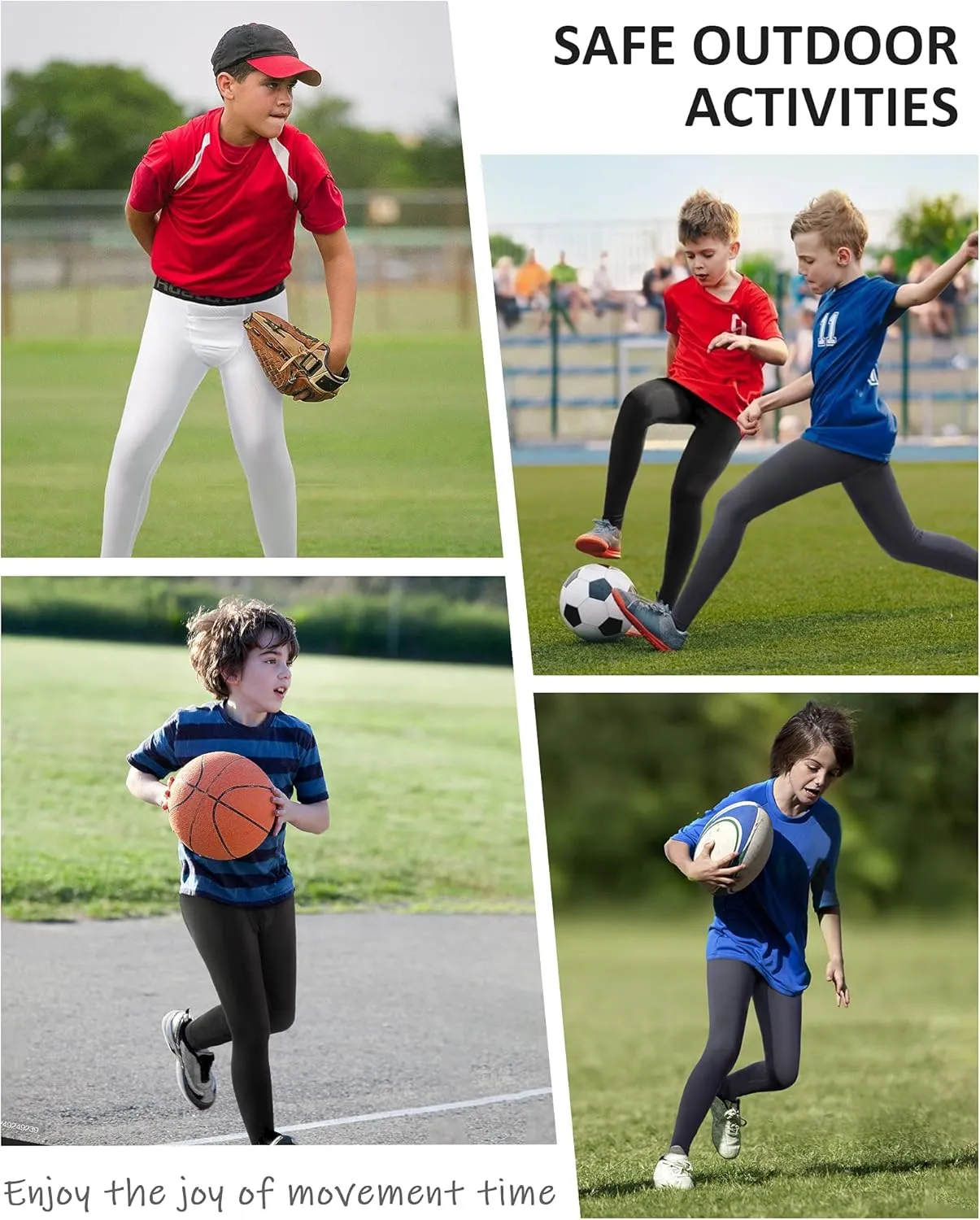 Roadbox 2 Pack Boys Compression Pants Base Layer Underwear Youth Quick Dry Spandex Tights Leggings for Running Football