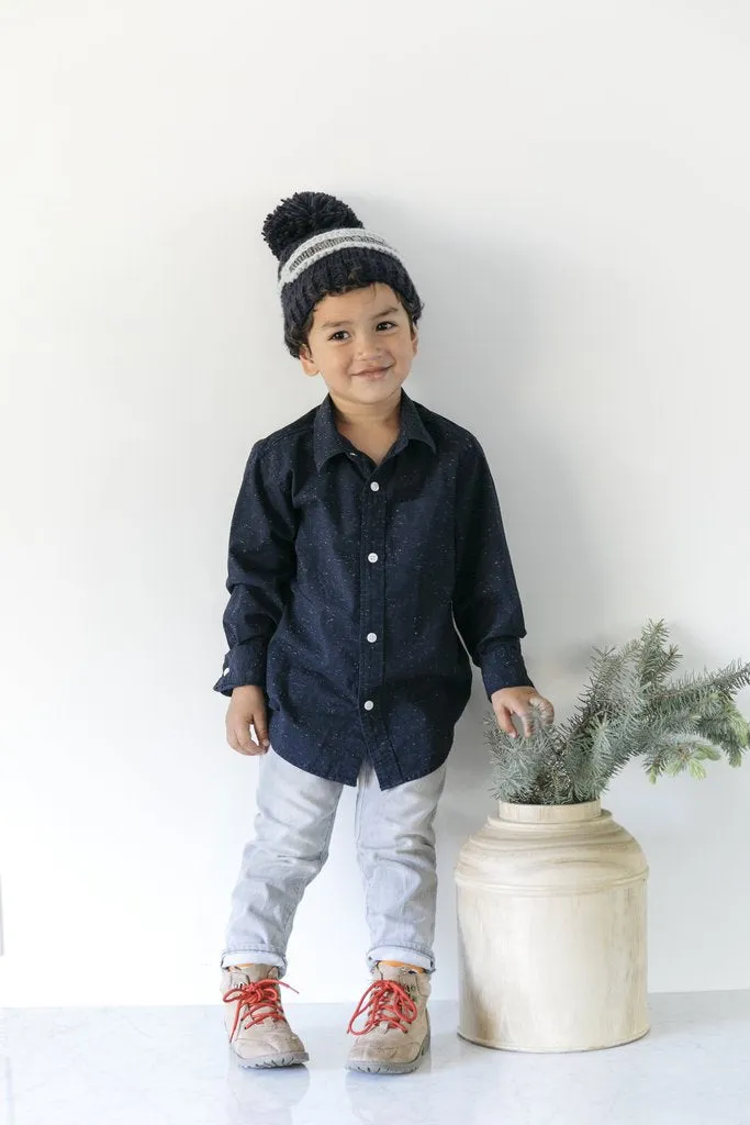 Ski Goggles Knit Boys Beanie: Navy