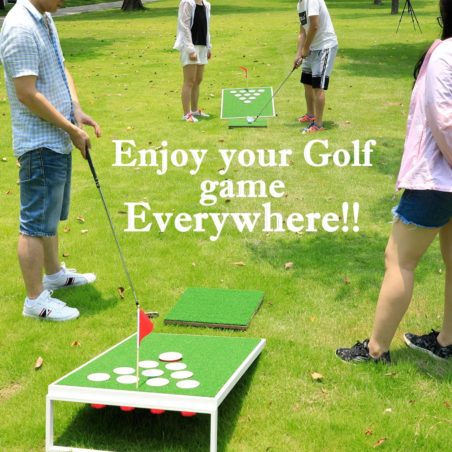 SPRAWL Golf Pong Cornhole Set Exciting Golf Chipping Game Pong Chip Shot Game for Tailgate Beach Backyard Man Cave