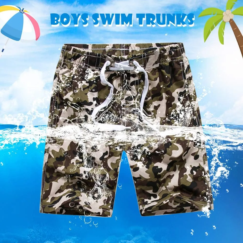 techcity Boys Teens Swim Trunks, Quick Dry Surfing Beach Sports Running Swim Shorts with Drawstring 6T to 18/20