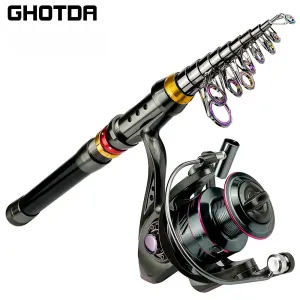 Telescopic Carbon Fiber Spinning Fishing Rod/Reel Combo