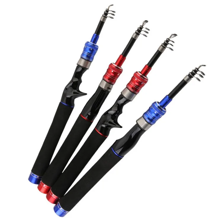 Telescopic Lure Rod Mini Fishing Rod Portable Fishing Tackle, Length: 1.5m(Blue Straight Handle)