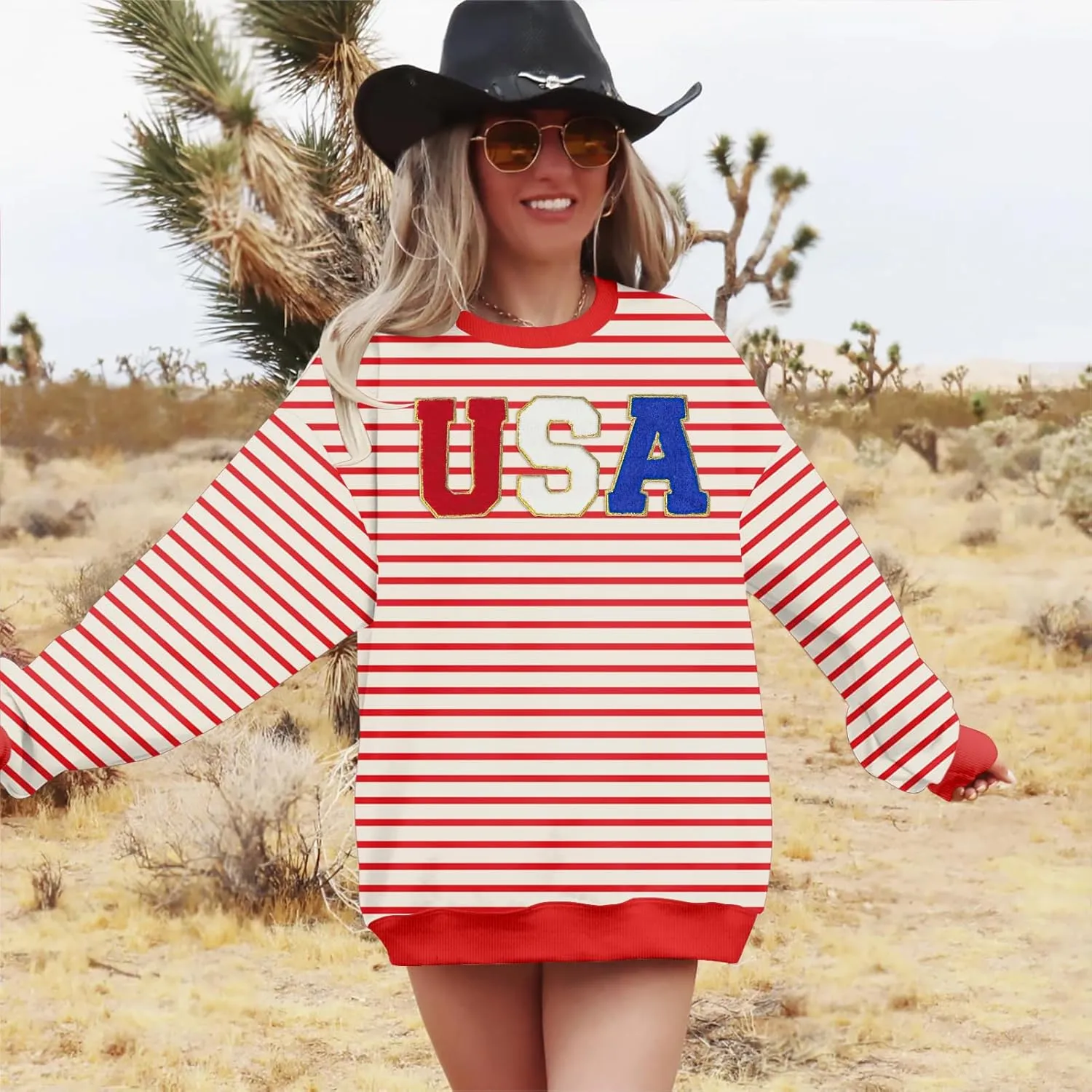 YI XIANG RAN USA Sweatshirt Women: American Shirt 1776 Patriotic TShirt Stars Stripes Glitter Pullover 4th of July Tee Tops