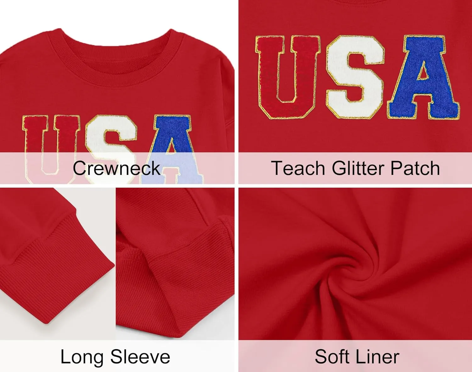 YI XIANG RAN USA Sweatshirt Women: American Shirt 1776 Patriotic TShirt Stars Stripes Glitter Pullover 4th of July Tee Tops