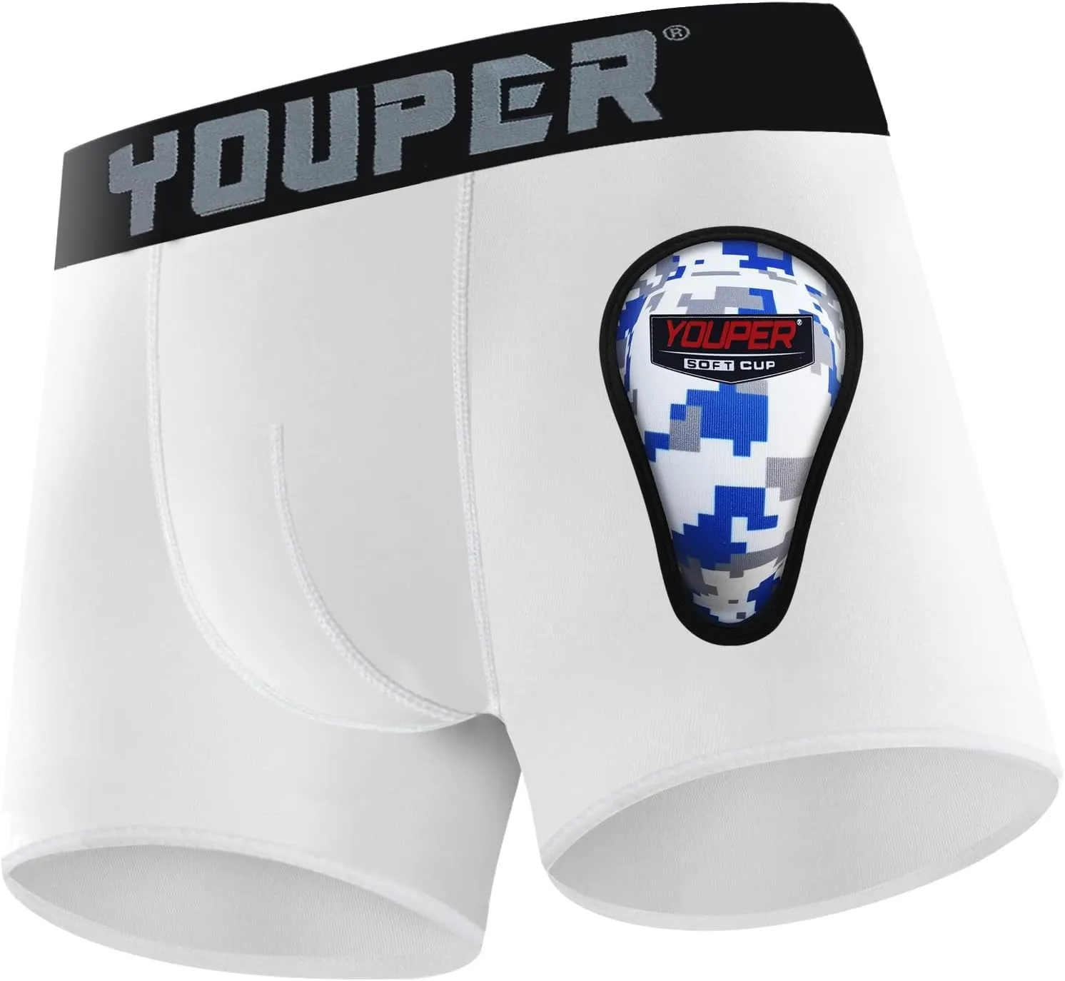 Youper Youth Elite Boxer Briefs w/Soft Athletic Cup, Boys Stretch Boxer Jock for Baseball & Football