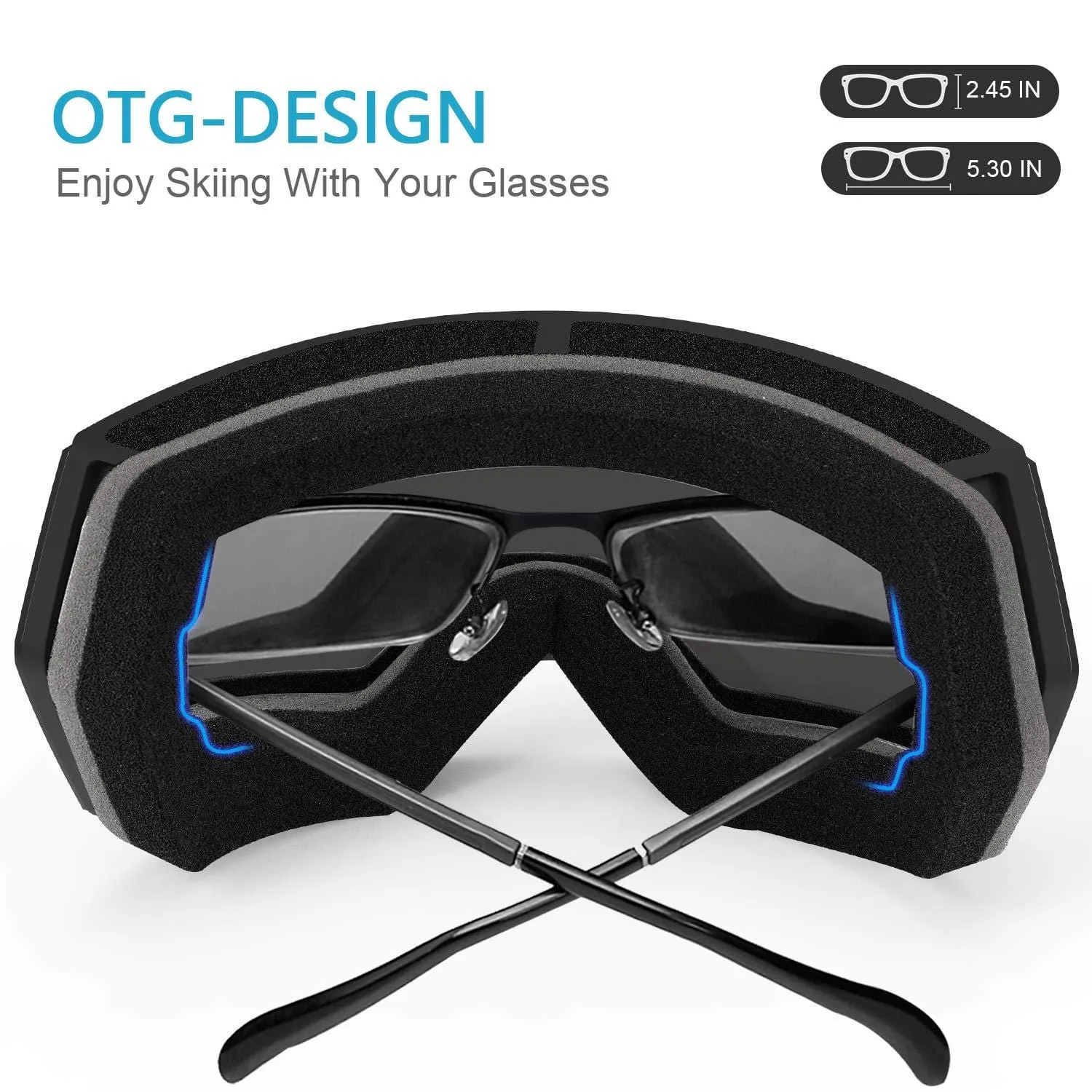 Zacro Ski Snowboard Goggles Anti Fog - Interchangeable Lens Over Glasses Snow Skiing Goggles for Men Women Youth
