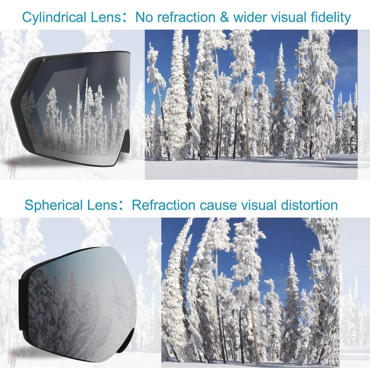 Zacro Ski Snowboard Goggles Anti Fog - Interchangeable Lens Over Glasses Snow Skiing Goggles for Men Women Youth