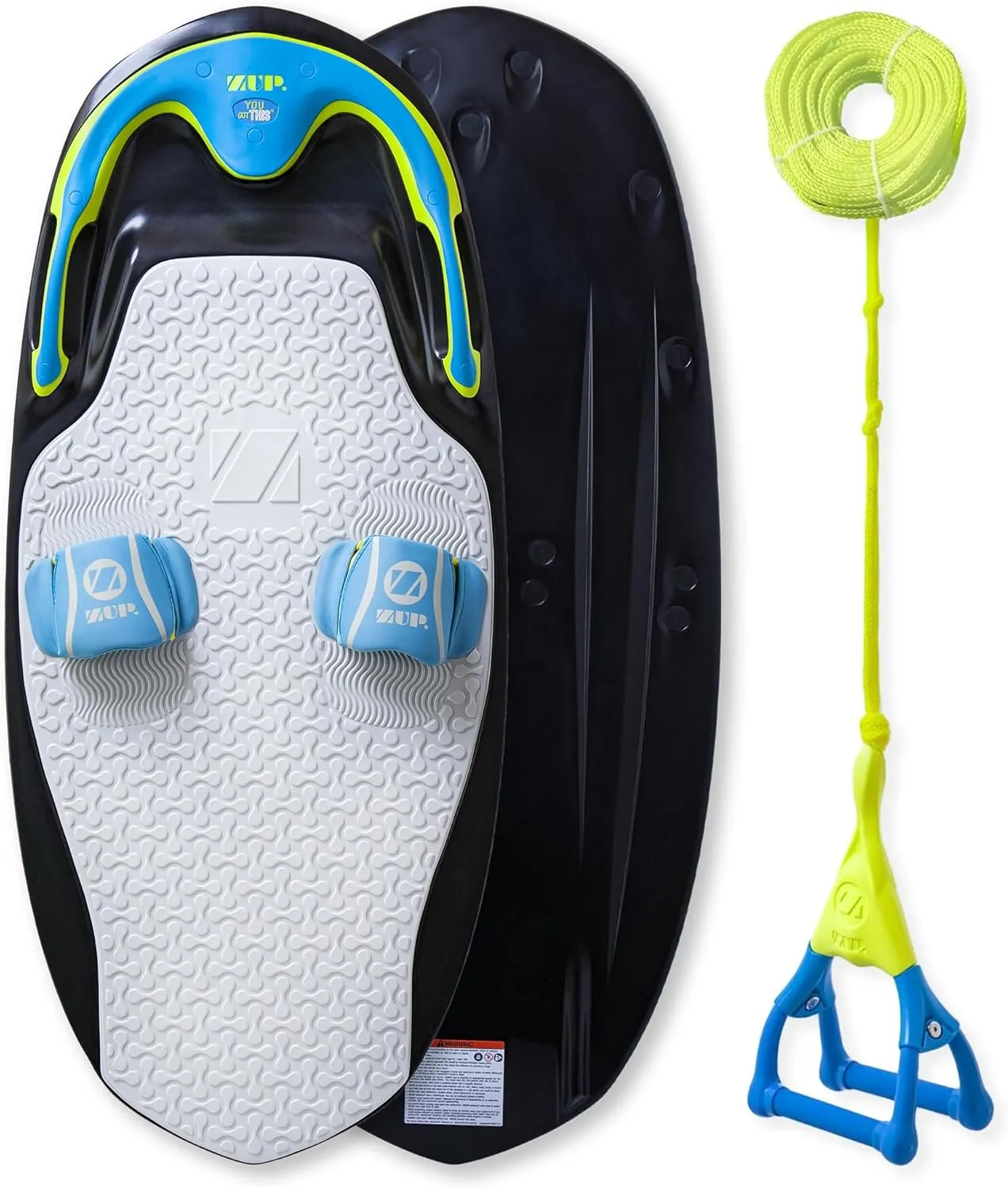 ZUP You Got This 260 Board and Handle Combo with EVA Foam Padding, All-in-One Kneeboard, Wakeboard, Wakeskate, and Wakesurf Board for Kids, Teens, and Adults, 51.7" x 23.8" x 4.6"